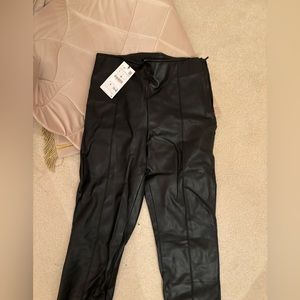 Zara Black Leather Pants Size large